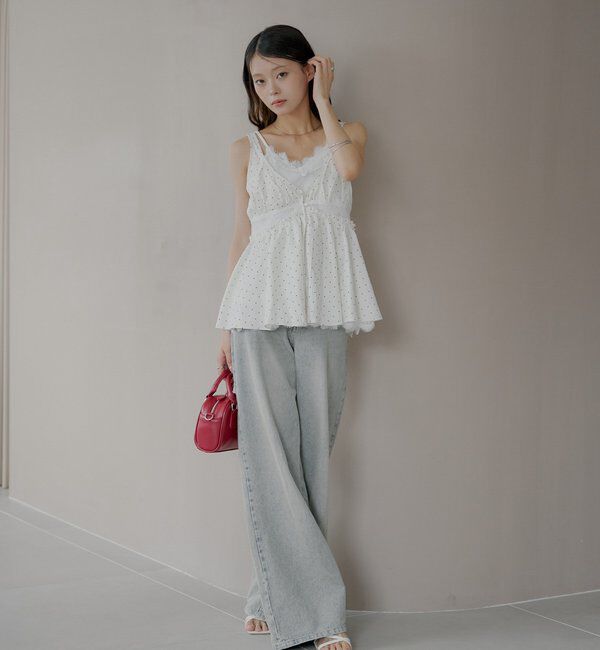  「ランジェリーレイヤードサテンペプラムキャミ」|シャツ・ブラウス|