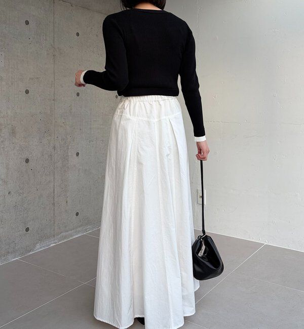  「【低身長サイズあり】切替コットンフレアスカート」|スカート|