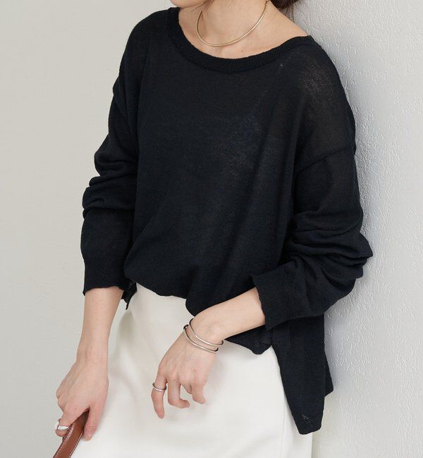  「シアーワイドニット」|ニット・セーター|ブラック