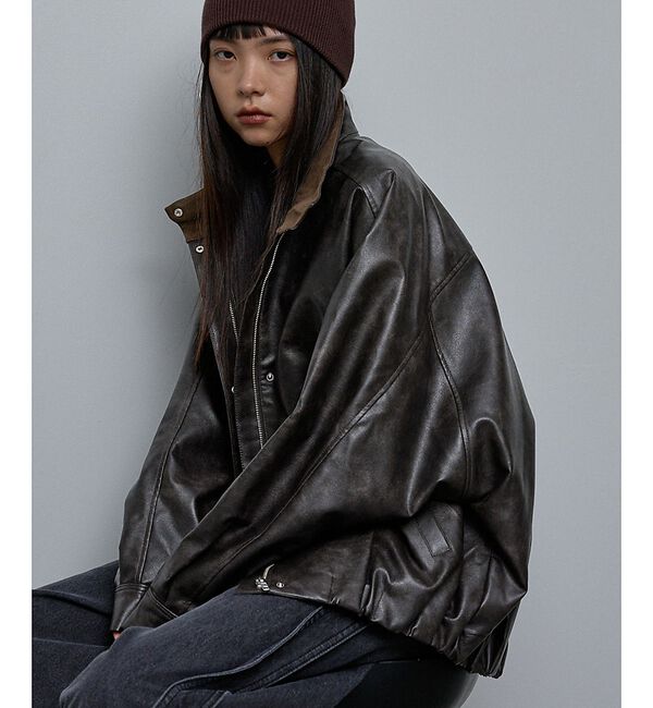 NOMINE「ドルマンボリュームブルゾン」|ブルゾン・スタジャン|チャコールグレー