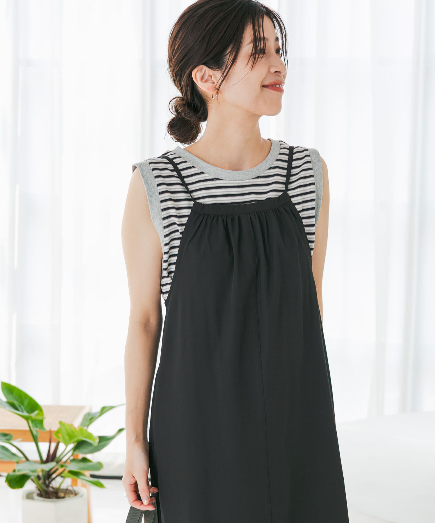 URBAN RESEARCH DOORS「『仁村紗和さん着用』『UR TECH』ｻﾏｼｪｱﾊﾞｯｸﾄﾞﾛｽﾄｷｬﾐﾜﾝ」|ワンピース|