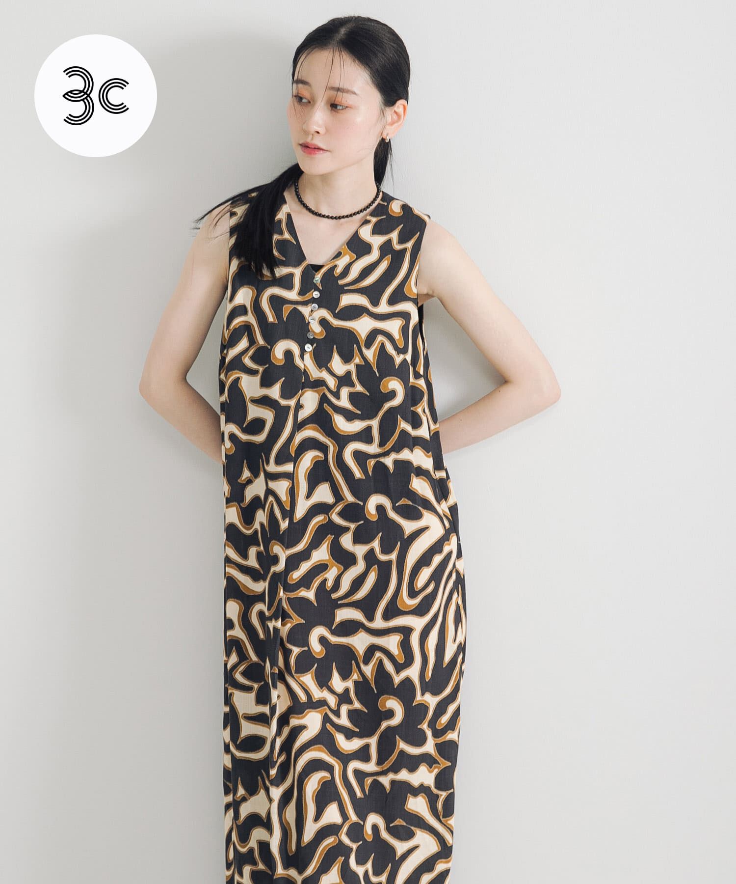 URBAN RESEARCH「SPRINTEXボタニカルプリントワンピース」|ワンピース|ブラック系その他