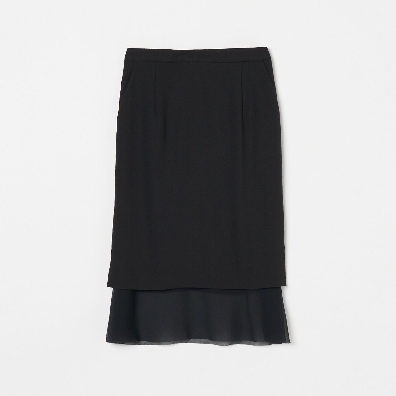HELIOPOLE「HELIOPOLE CREPE & SHEER COMBI SK」|スカート|ブラック