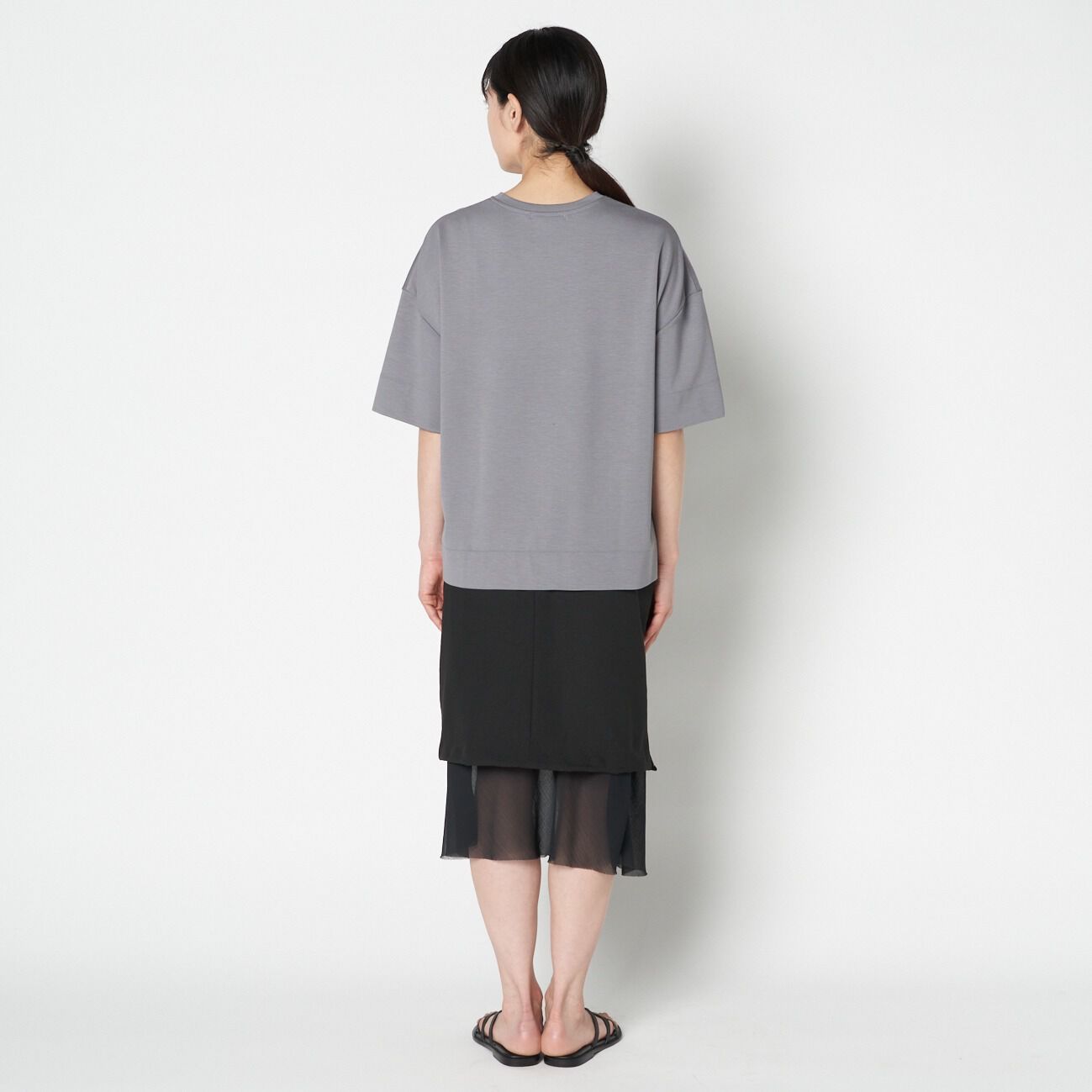 HELIOPOLE「HELIOPOLE CREPE & SHEER COMBI SK」|スカート|