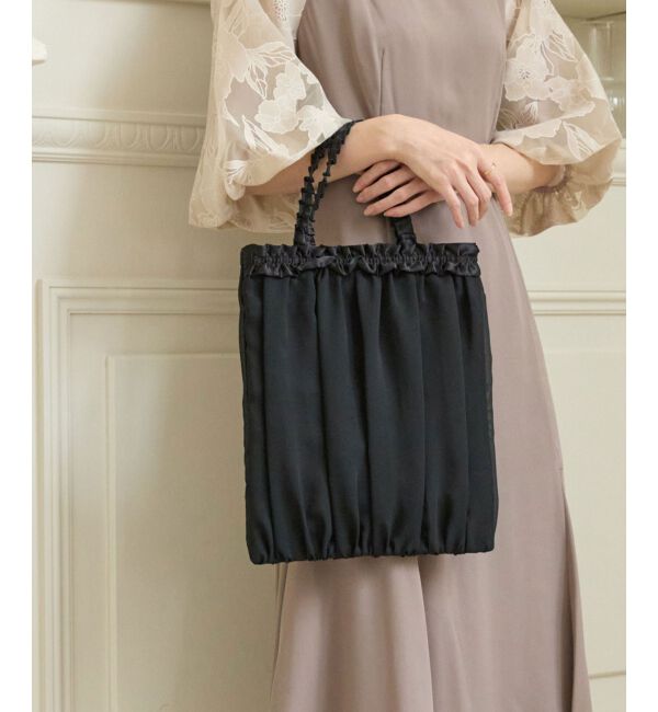 MAJESTICLEGON「ギャザーフリルトートバッグ」|トートバッグ|ブラック