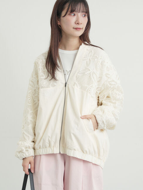 Samansa Mos2「切り替えレースブルゾン」|ブルゾン・スタジャン|