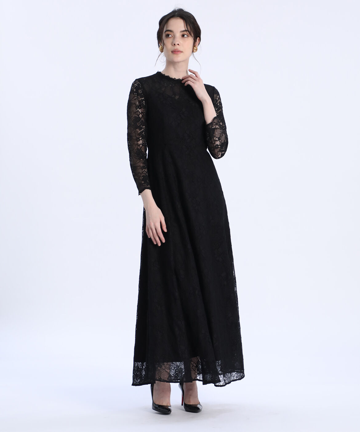 Maglie le cassetto「《M Maglie le cassetto》ラッセルレースロングドレス」|ワンピース|ブラック