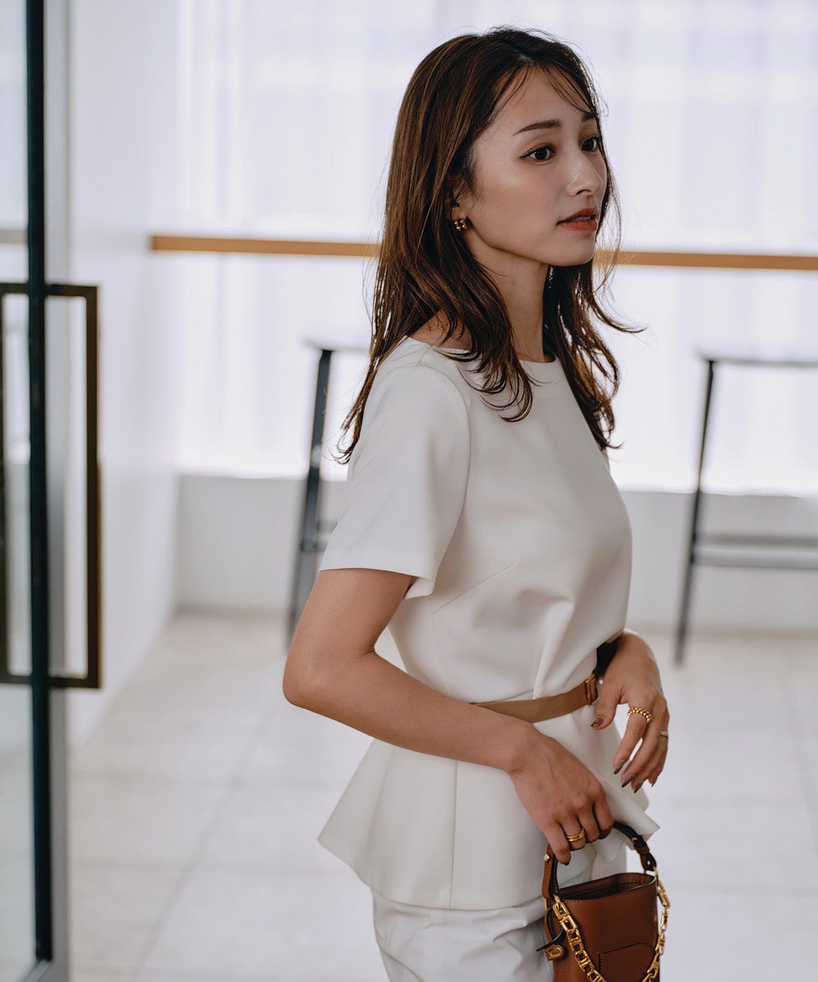 Maglie le cassetto「《M Maglie le cassetto&times;吉田理紗》凛と&ldquo;サマみえ&rdquo;ペプラムブラウス」|シャツ・ブラウス|