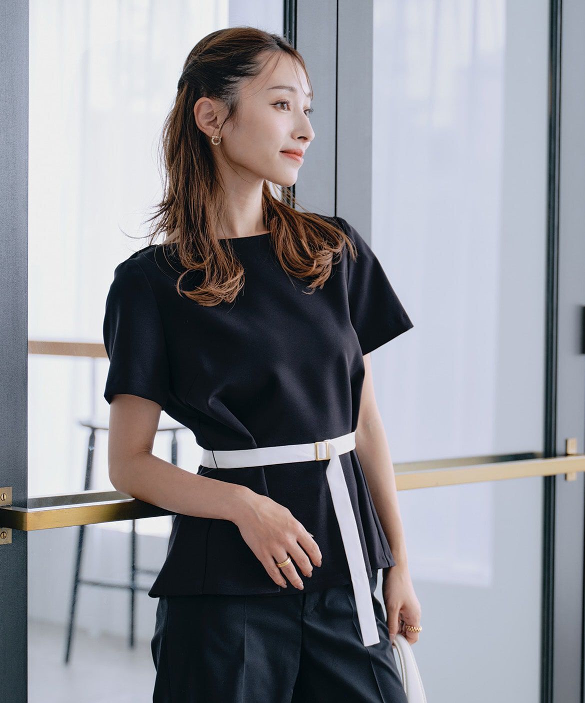 Maglie le cassetto「《M Maglie le cassetto&times;吉田理紗》凛と&ldquo;サマみえ&rdquo;ペプラムブラウス」|シャツ・ブラウス|