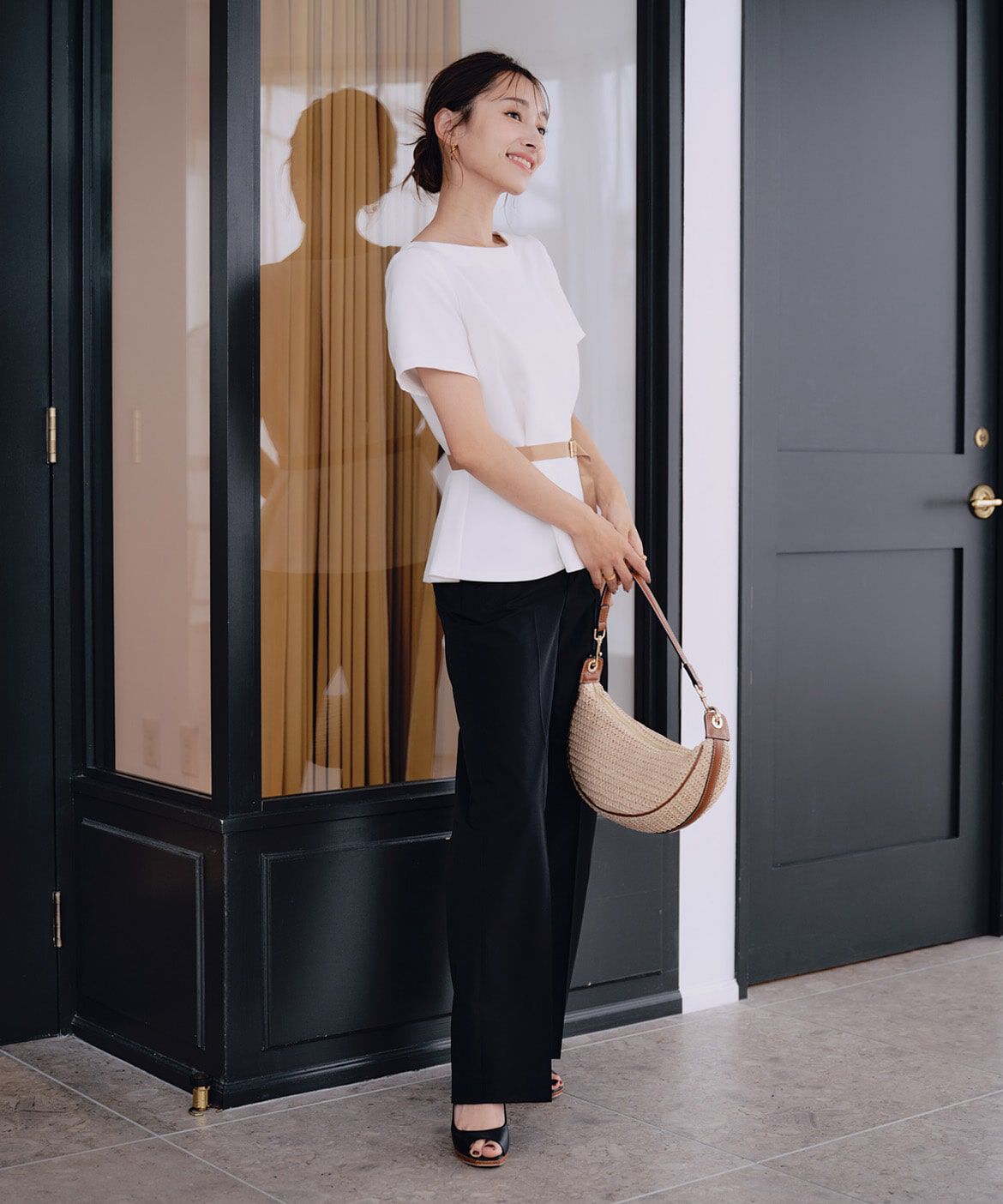 Maglie le cassetto「《M Maglie le cassetto&times;吉田理紗》凛と&ldquo;サマみえ&rdquo;ペプラムブラウス」|シャツ・ブラウス|