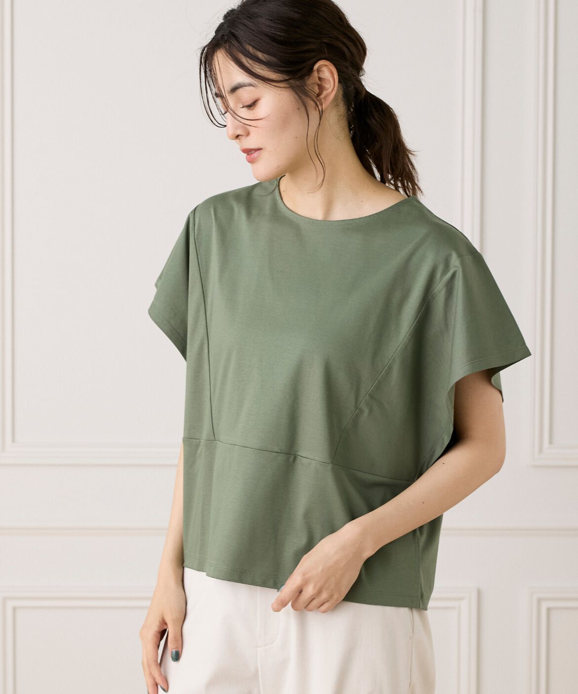 7-IDconcept.「《大きいサイズ》ハンカチスリーブプルオーバー《接触冷感》」|Tシャツ・カットソー|