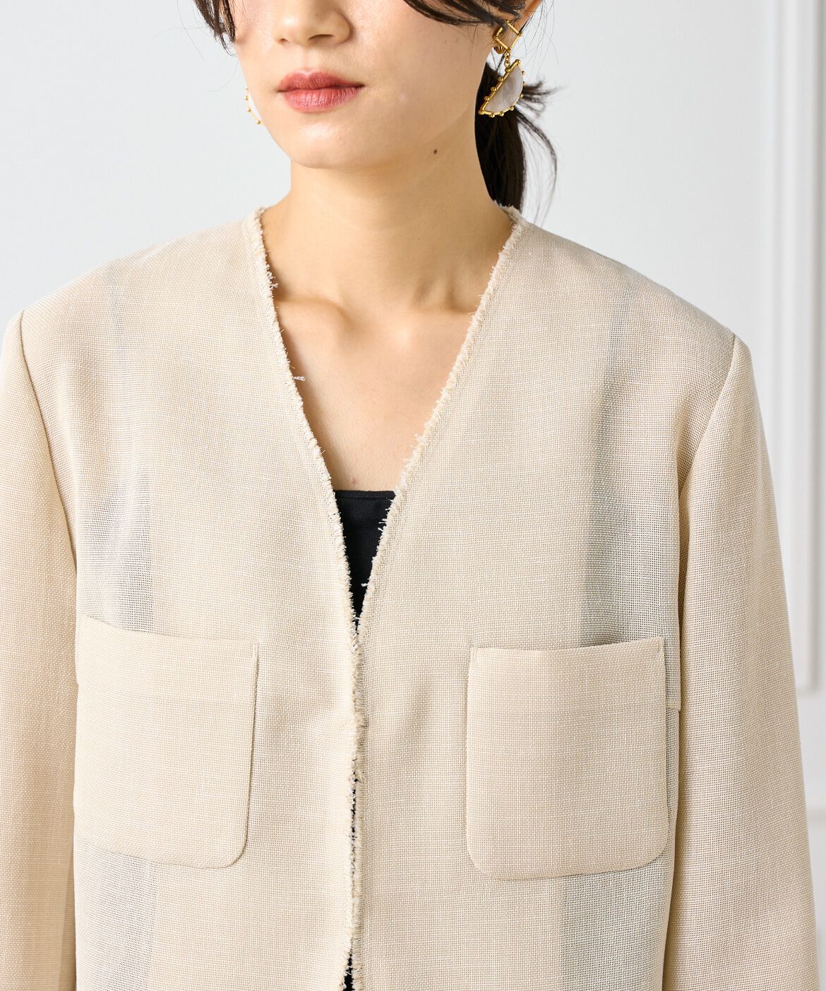 INED「カラミジャケット」|ノーカラージャケット|