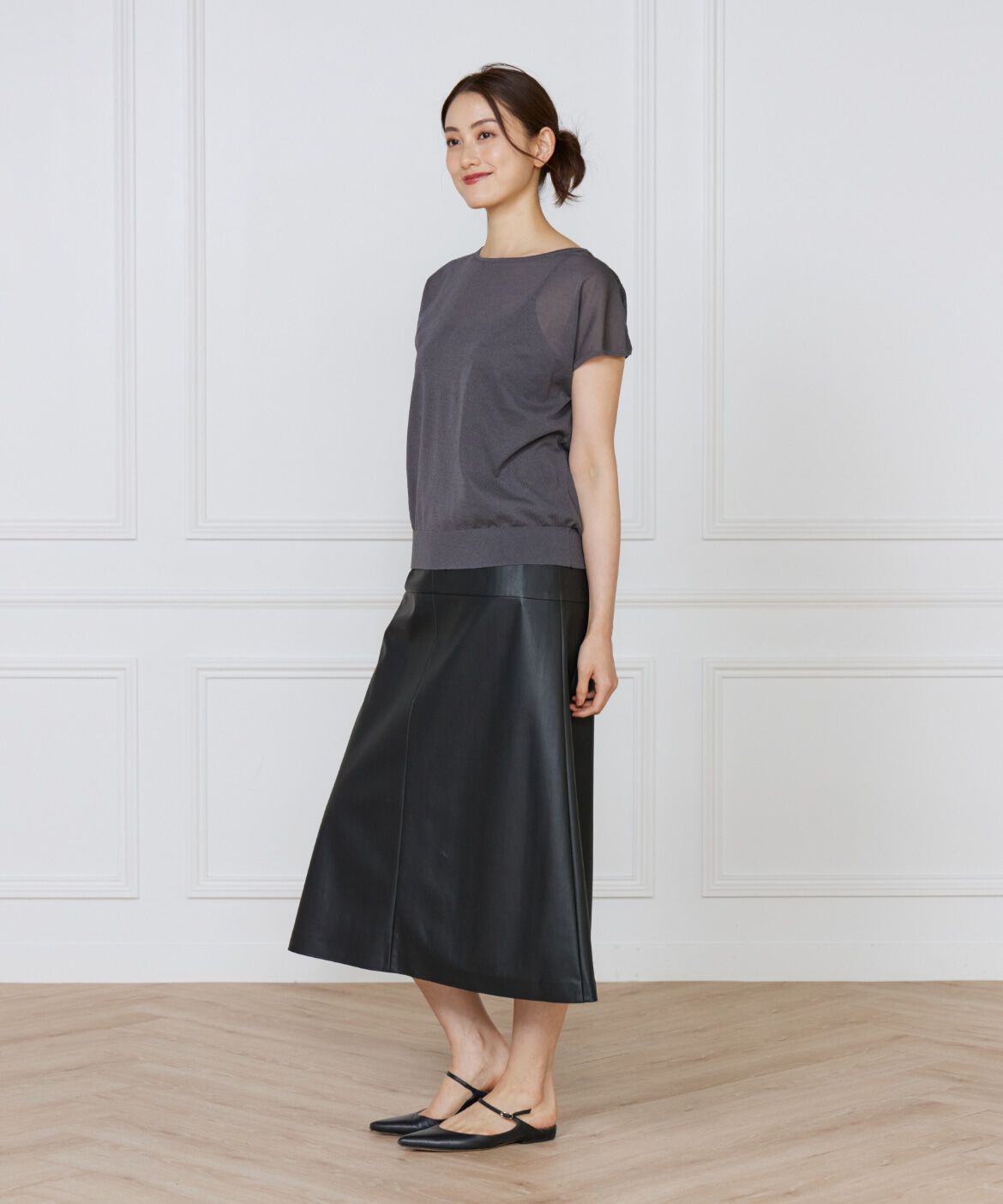 INED「《大きいサイズ》フレンチスリーブニット」|ニット・セーター|