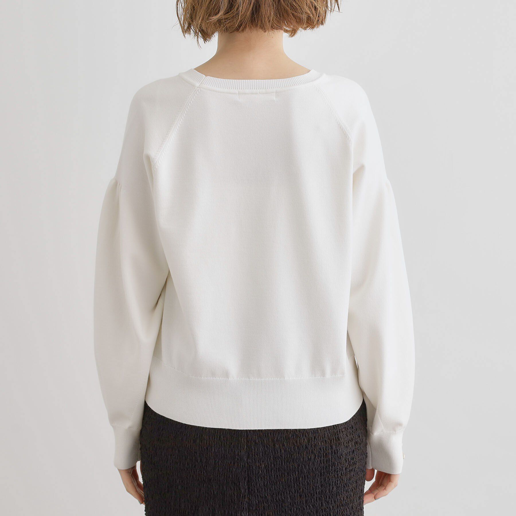 grove「袖口釦ボリュームスリーブクルーネックニット」|ニット・セーター|