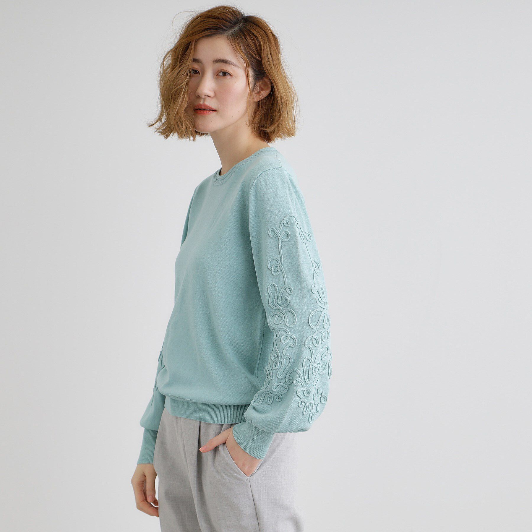 grove「袖コード刺繍ニットプルオーバー」|ニット・セーター|