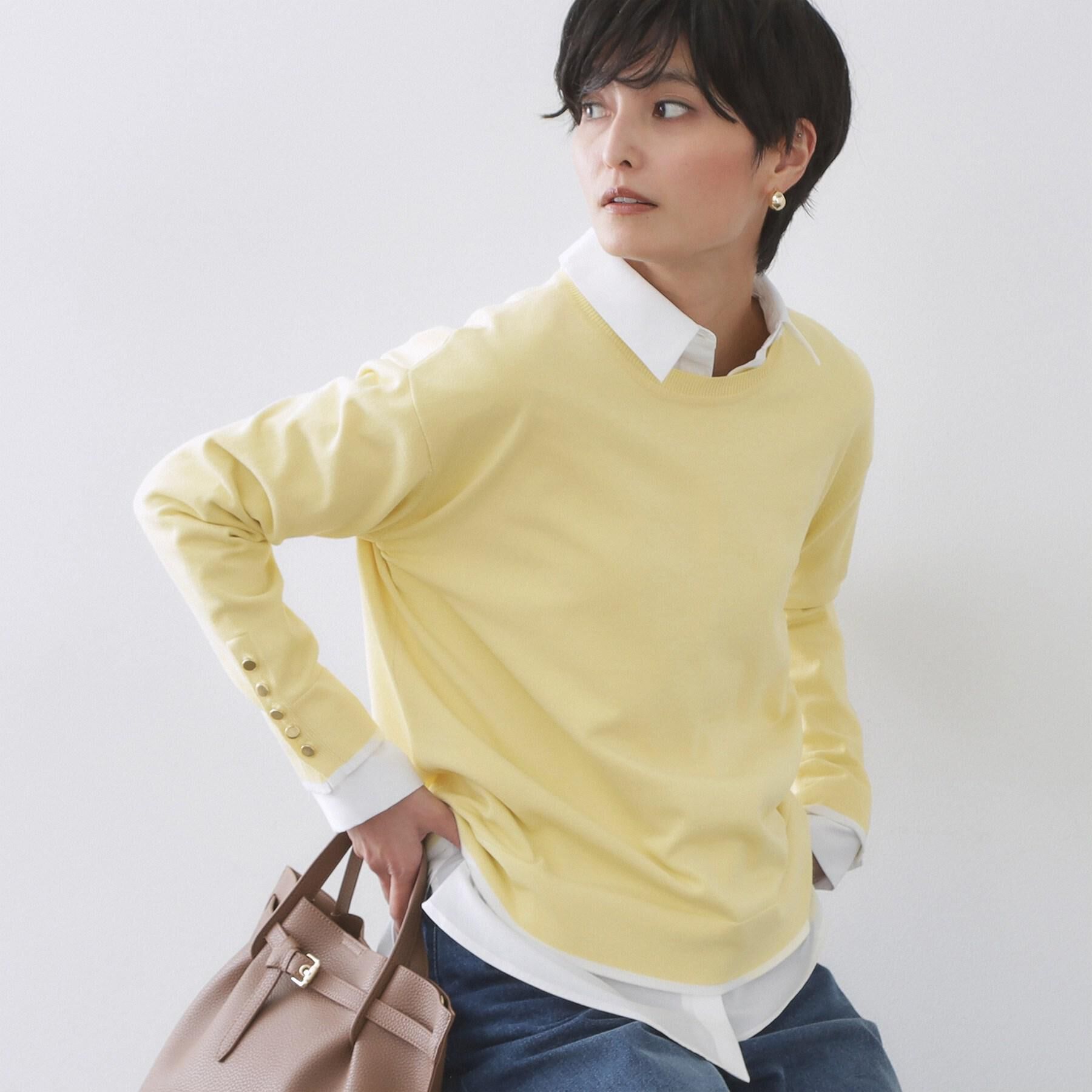 OPAQUE.CLIP「金ボタン使いリラクシーニット【洗濯機OK】」|ニット・セーター|