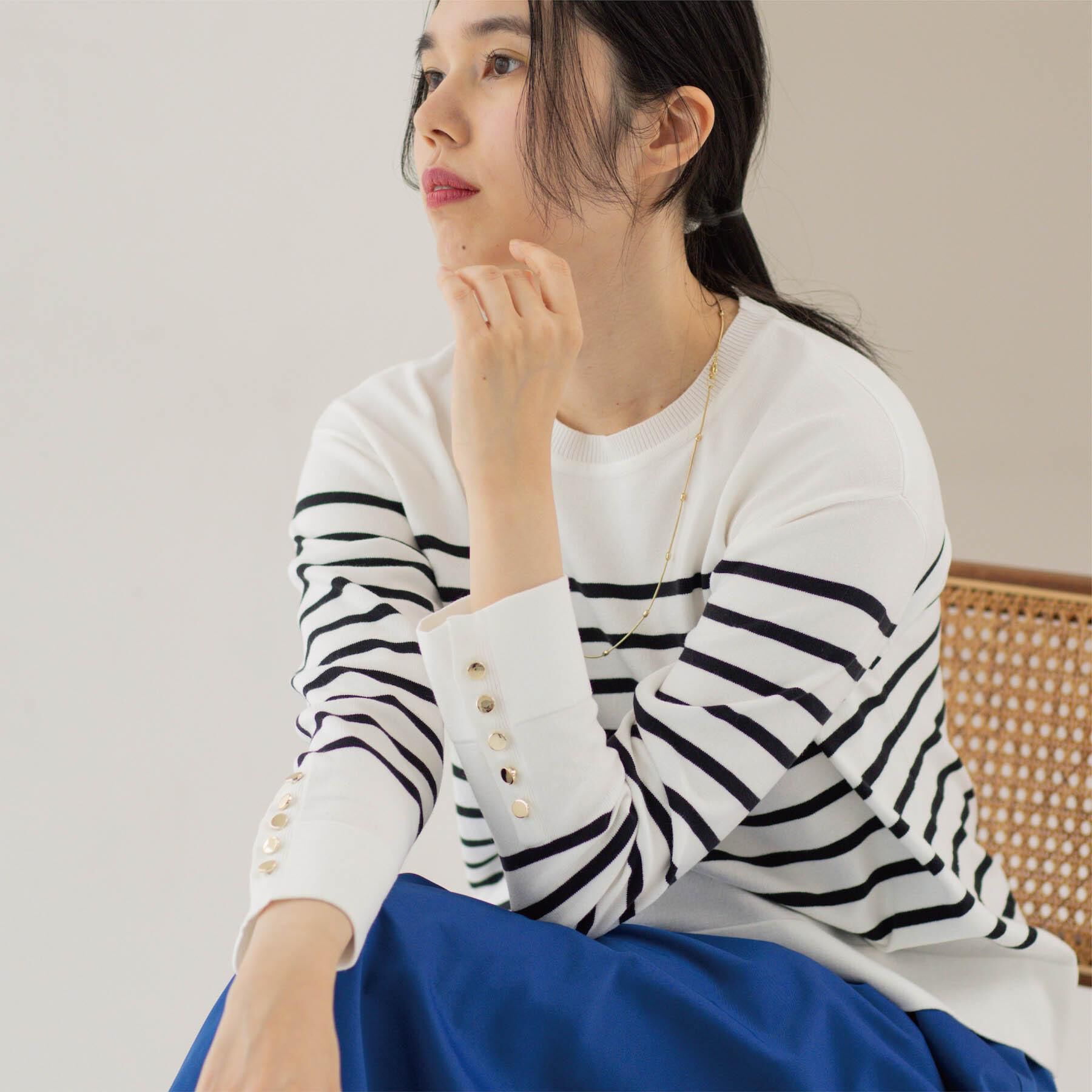 OPAQUE.CLIP「金ボタン使いリラクシーニット【洗濯機OK】」|ニット・セーター|