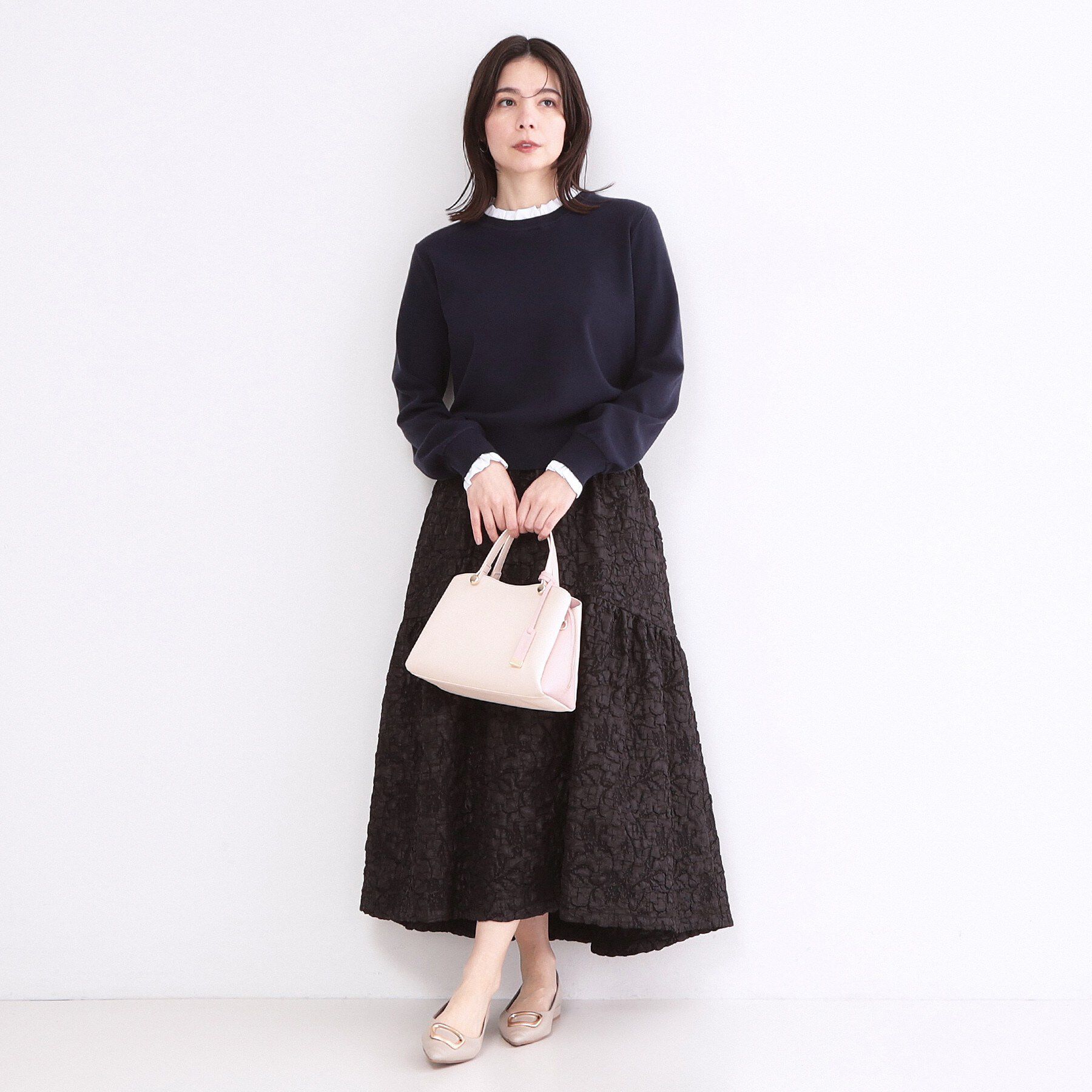 OPAQUE.CLIP「襟フリルドッキングニット【洗濯機OK】」|ニット・セーター|