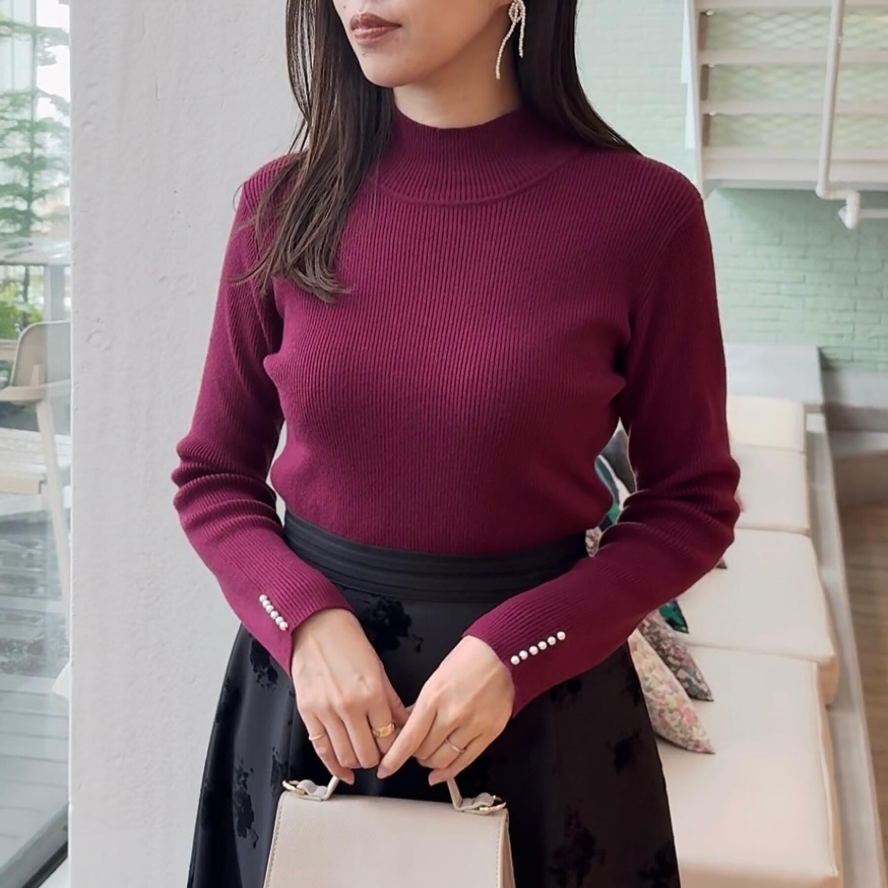 Couture broach「【多機能・フェミニン】パール調リブニット」|ニット・セーター|