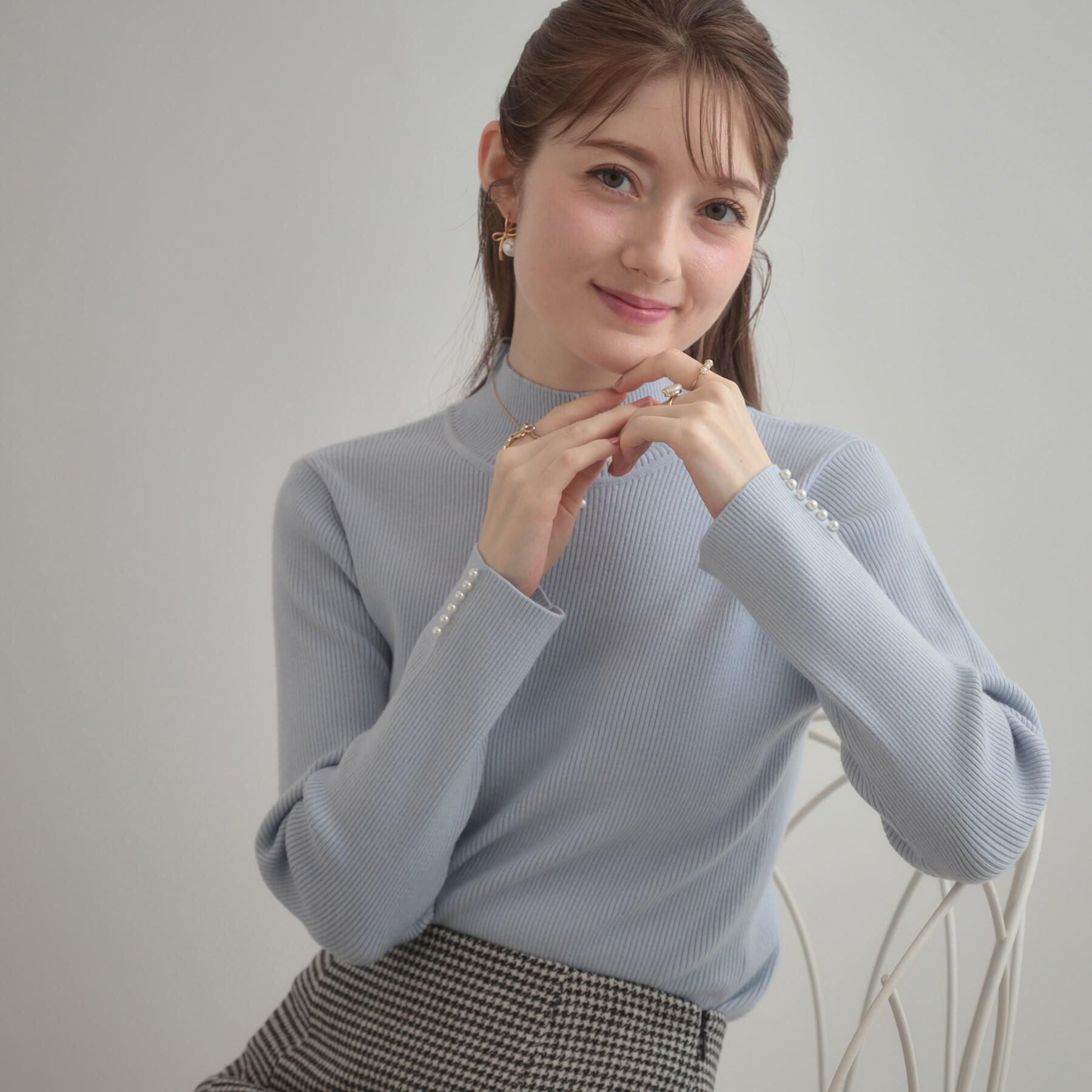Couture broach「【多機能・フェミニン】パール調リブニット」|ニット・セーター|
