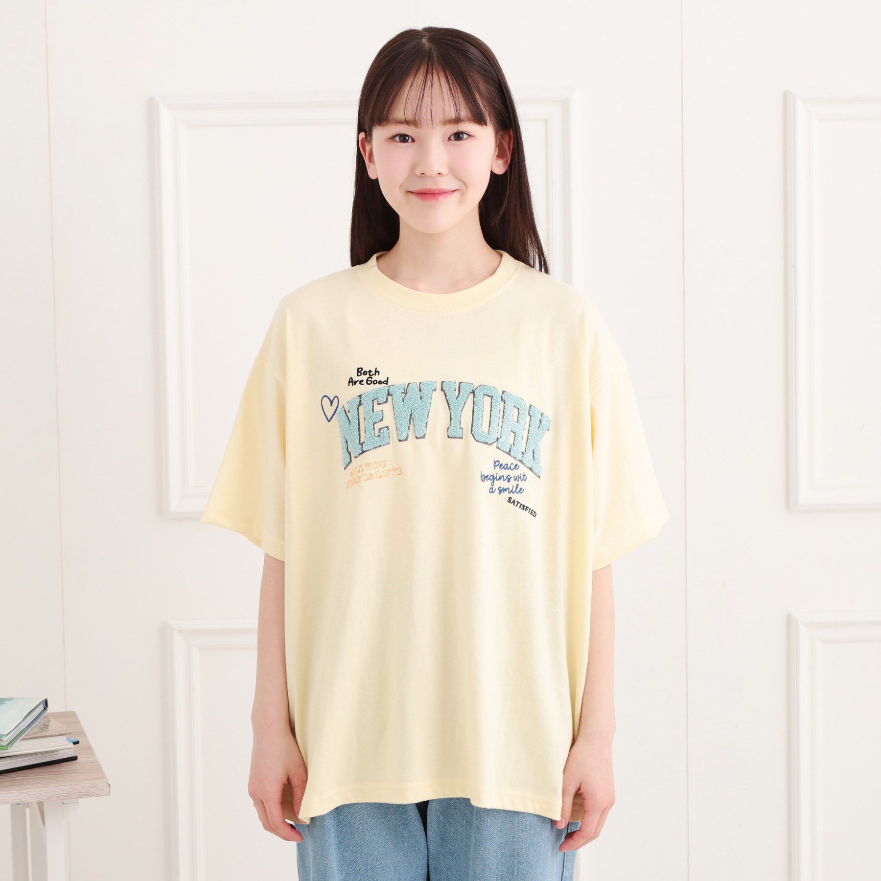 PINK-latte「さがら刺繍ビッグTシャツ」|Tシャツ・カットソー|