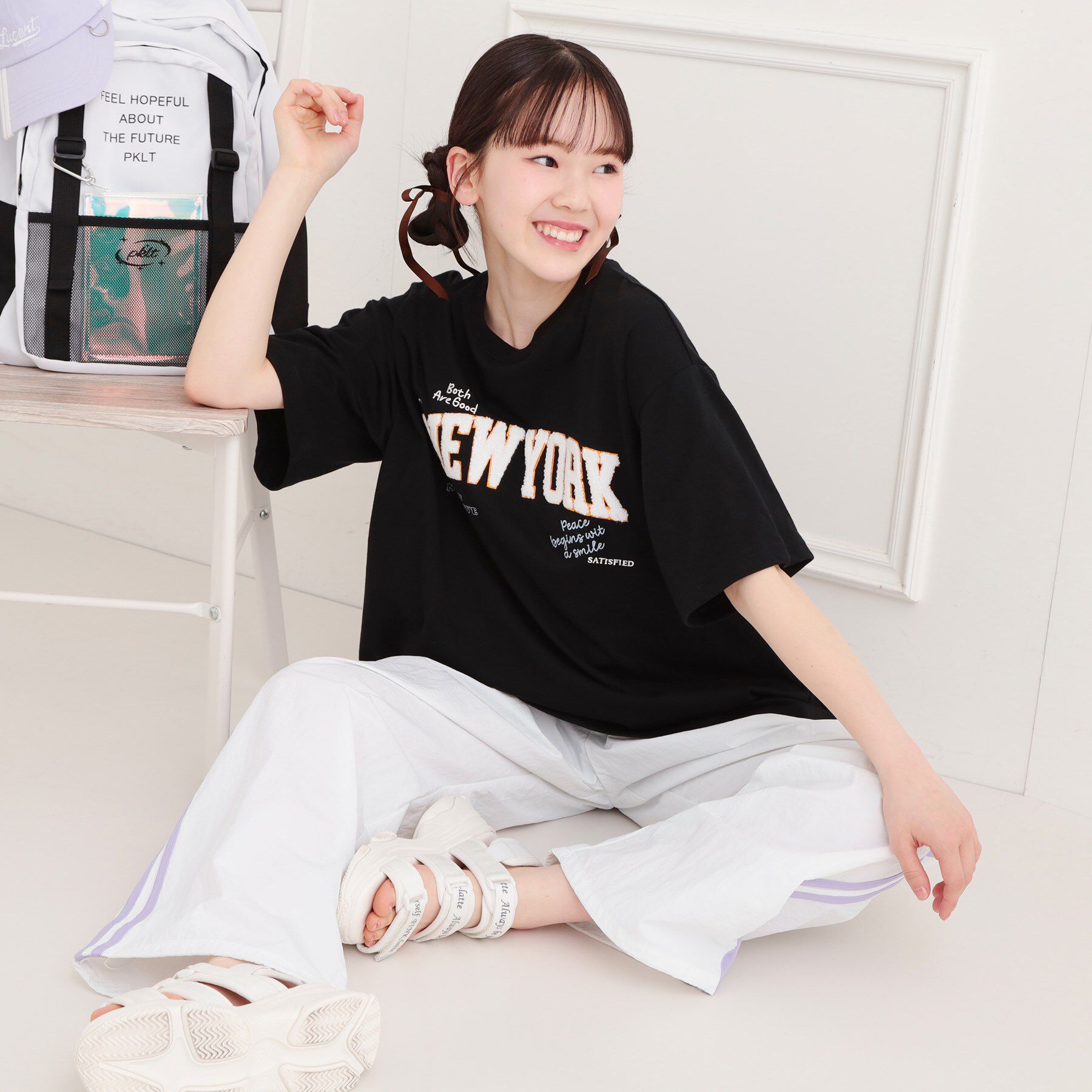 PINK-latte「さがら刺繍ビッグTシャツ」|Tシャツ・カットソー|