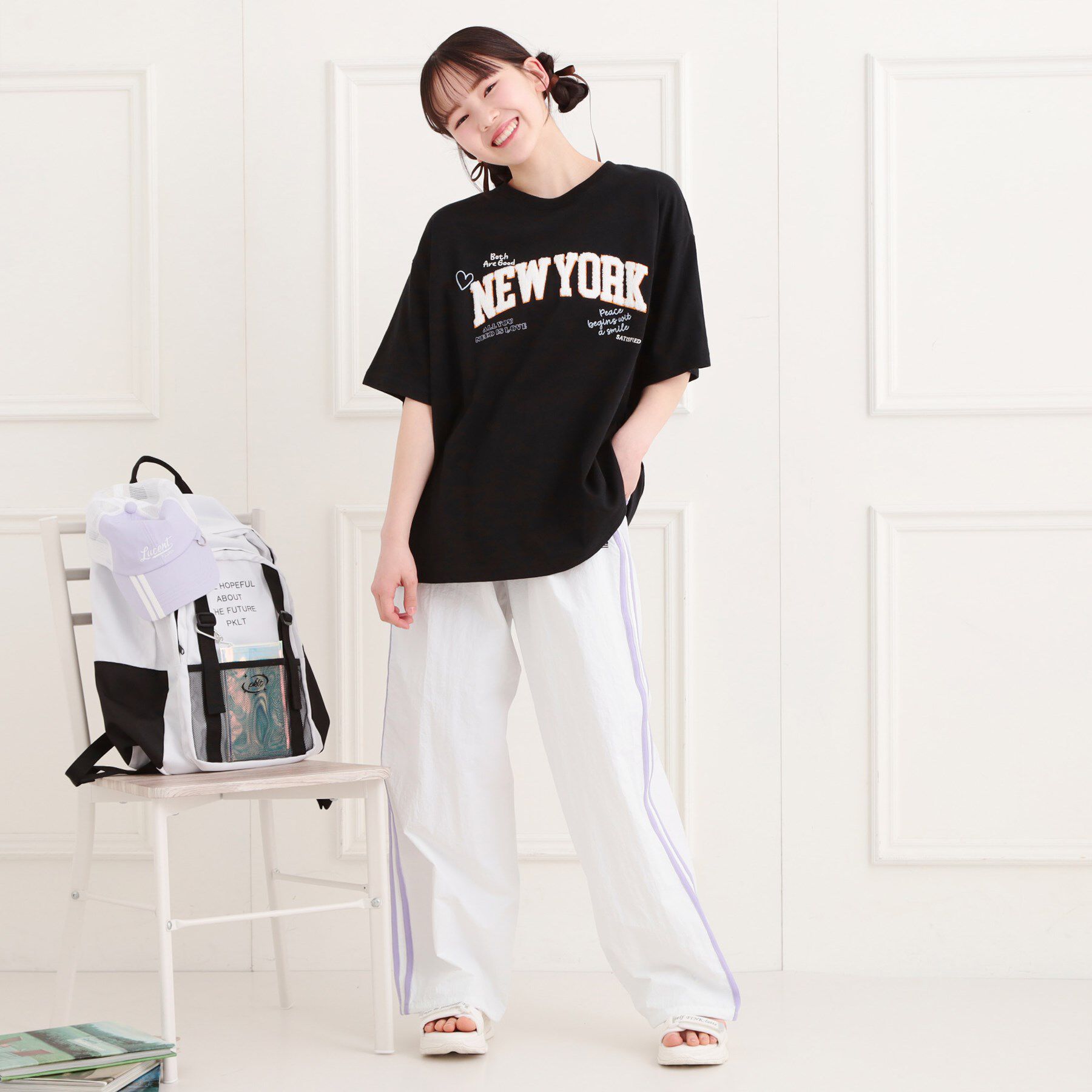 PINK-latte「さがら刺繍ビッグTシャツ」|Tシャツ・カットソー|