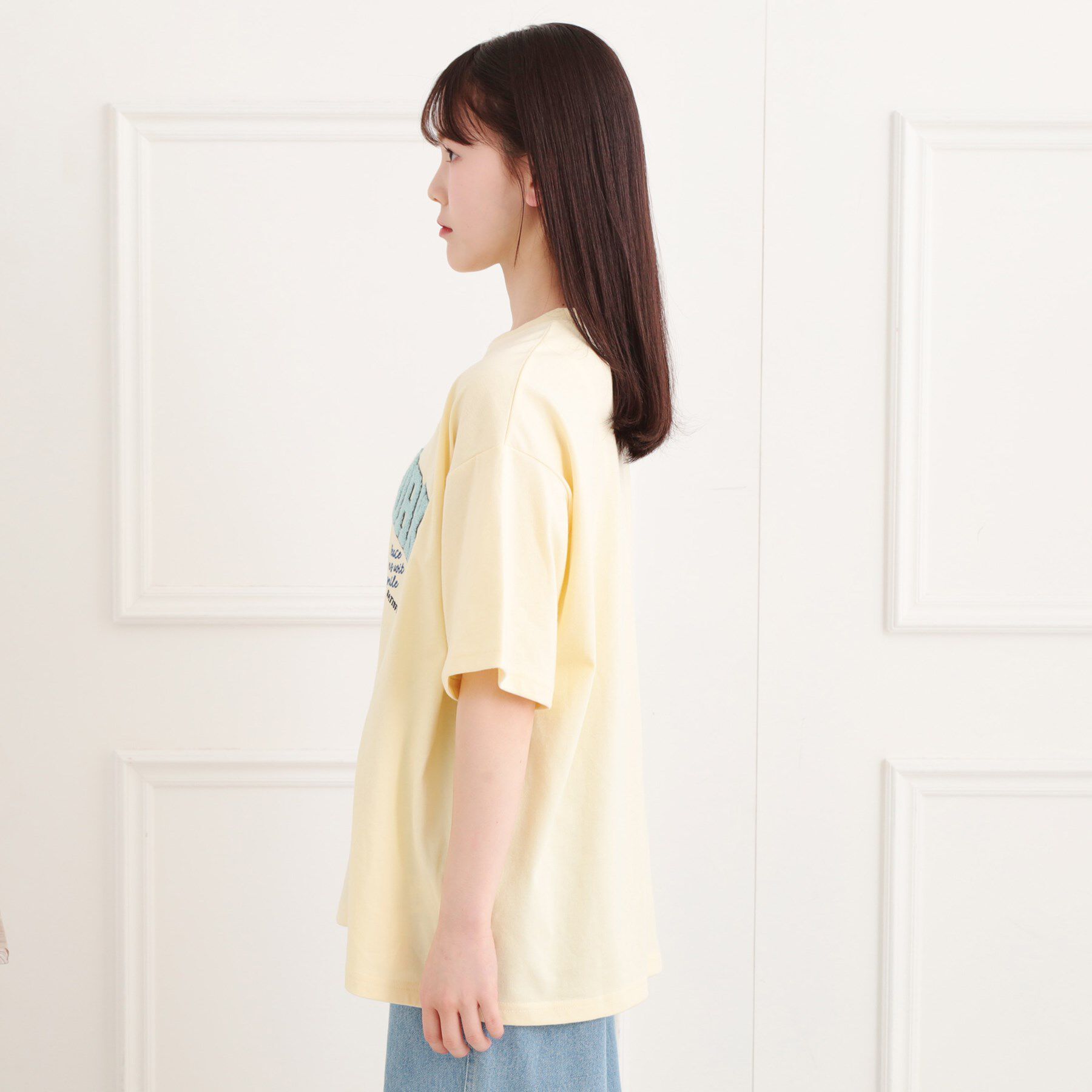 PINK-latte「さがら刺繍ビッグTシャツ」|Tシャツ・カットソー|