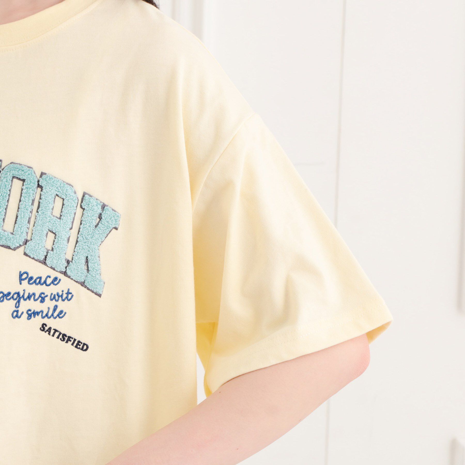 PINK-latte「さがら刺繍ビッグTシャツ」|Tシャツ・カットソー|