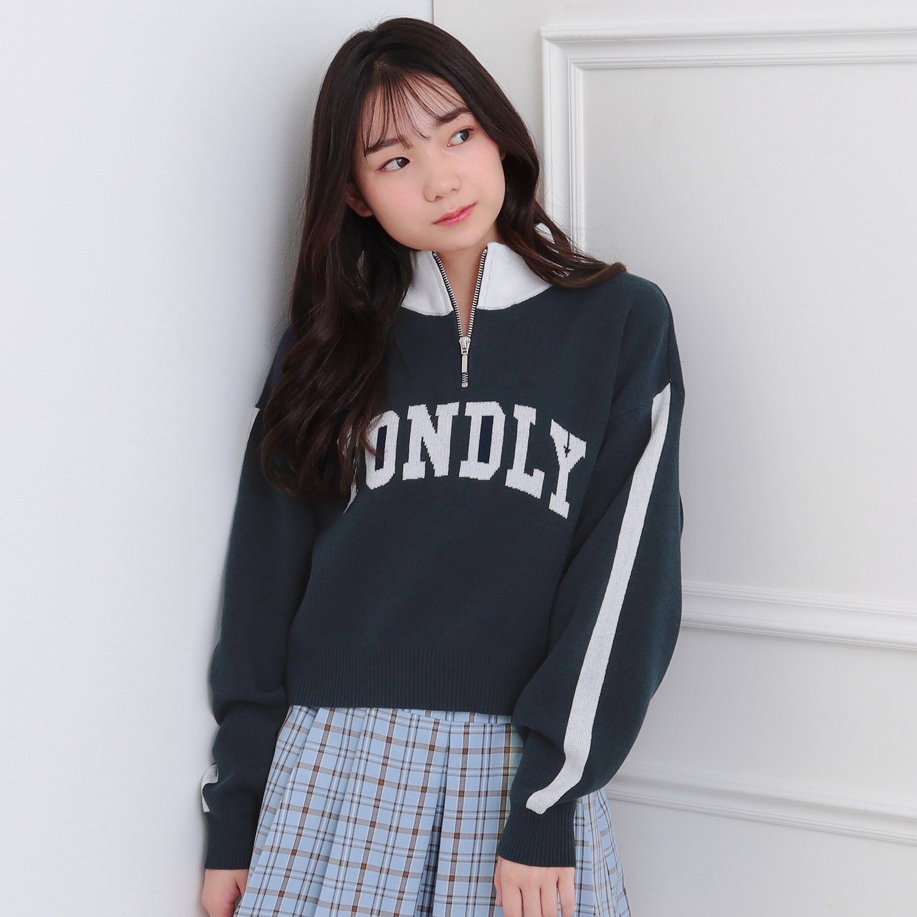 PINK-latte「もちもちハーフZIPニットプルオーバー」|ニット・セーター|