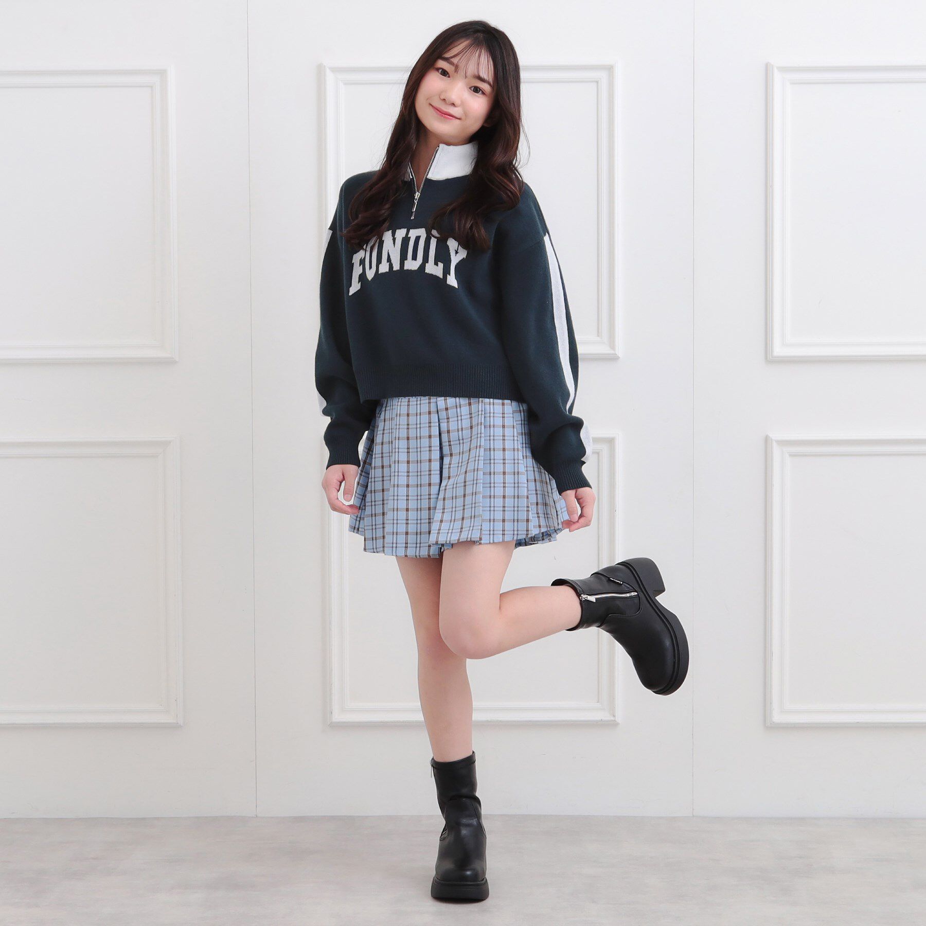 PINK-latte「もちもちハーフZIPニットプルオーバー」|ニット・セーター|