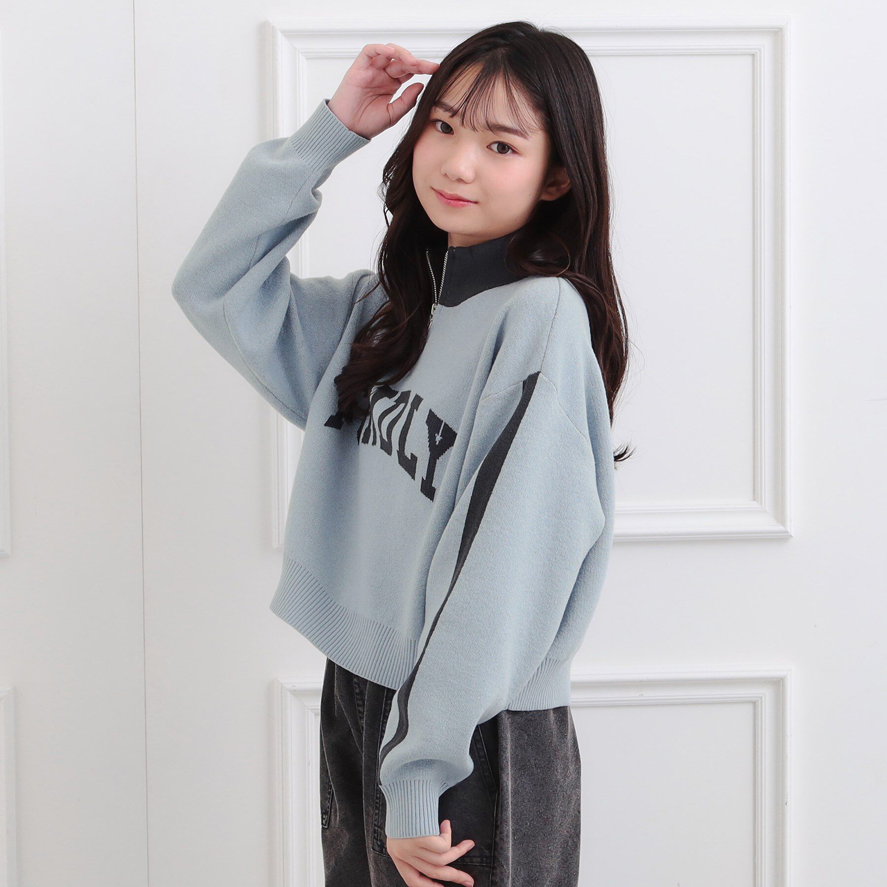 PINK-latte「もちもちハーフZIPニットプルオーバー」|ニット・セーター|