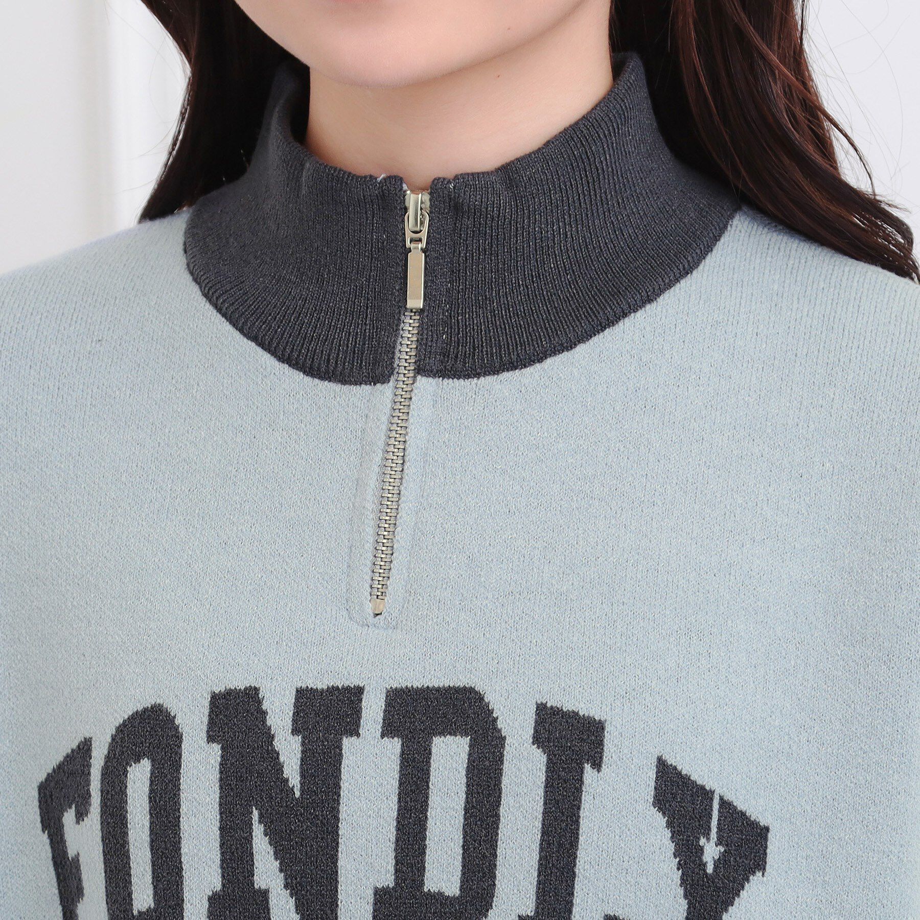 PINK-latte「もちもちハーフZIPニットプルオーバー」|ニット・セーター|