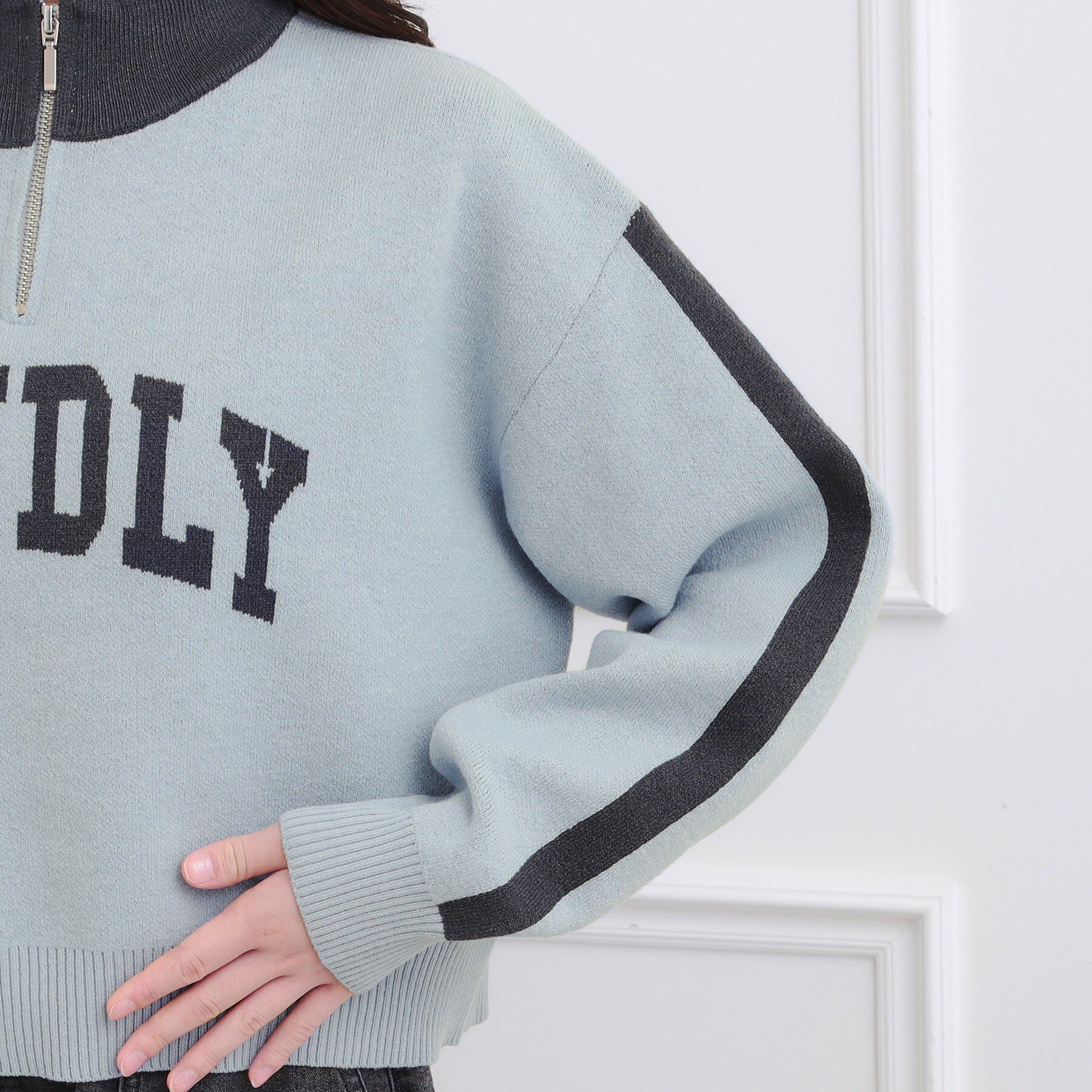 PINK-latte「もちもちハーフZIPニットプルオーバー」|ニット・セーター|