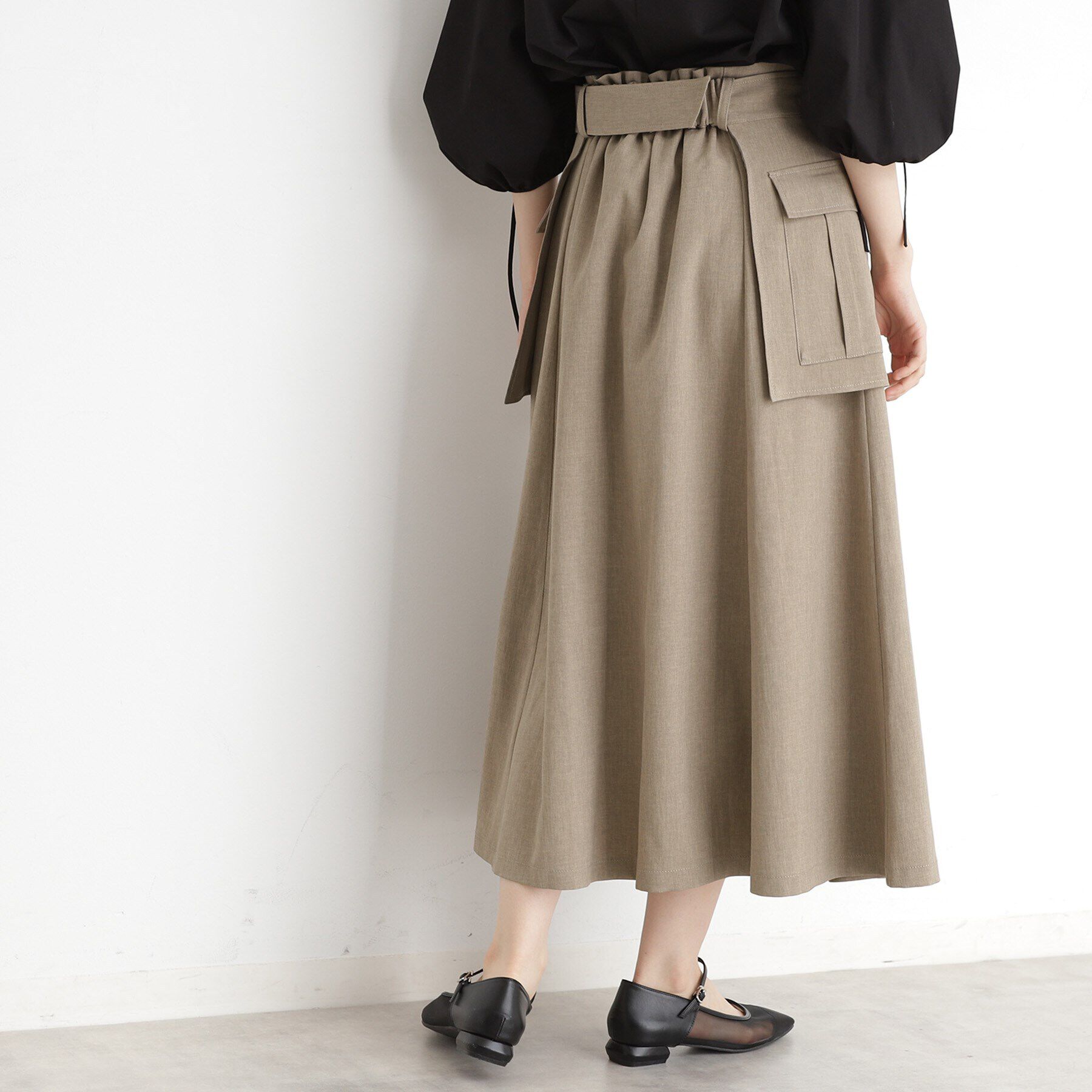 THE SHOP TK「フラップベルト付きスカート【洗える】」|スカート|