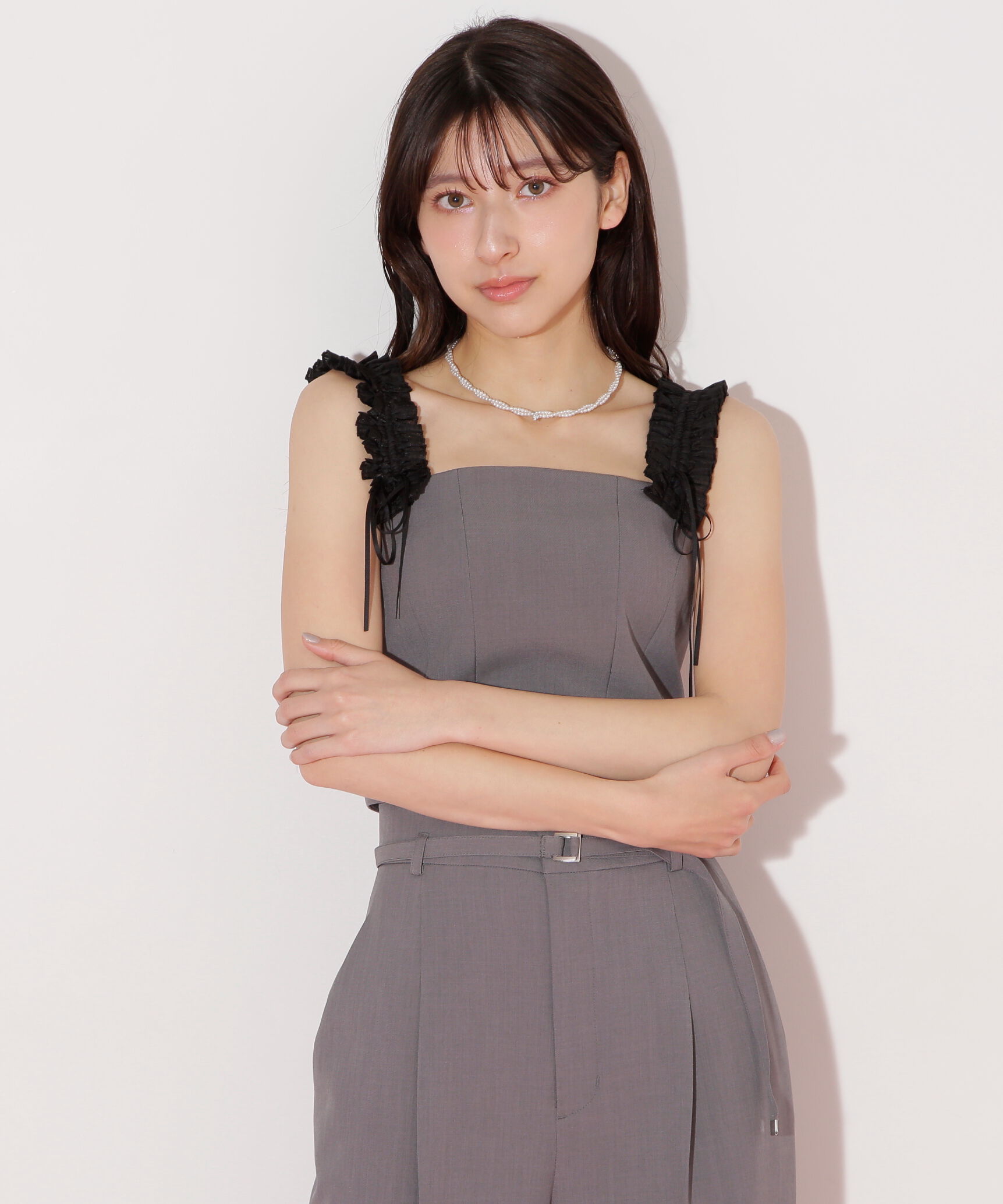  「〈セットアップ対応〉フリルショルダービスチェ」|シャツ・ブラウス|