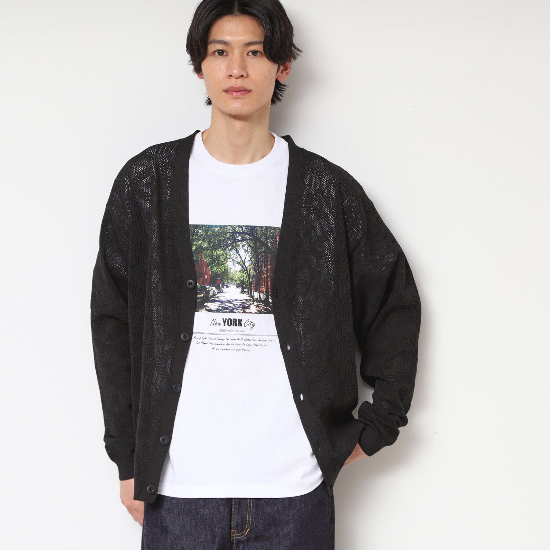 Dessin「【UV・洗える】透け柄ニットカーディガン」|カーディガン|