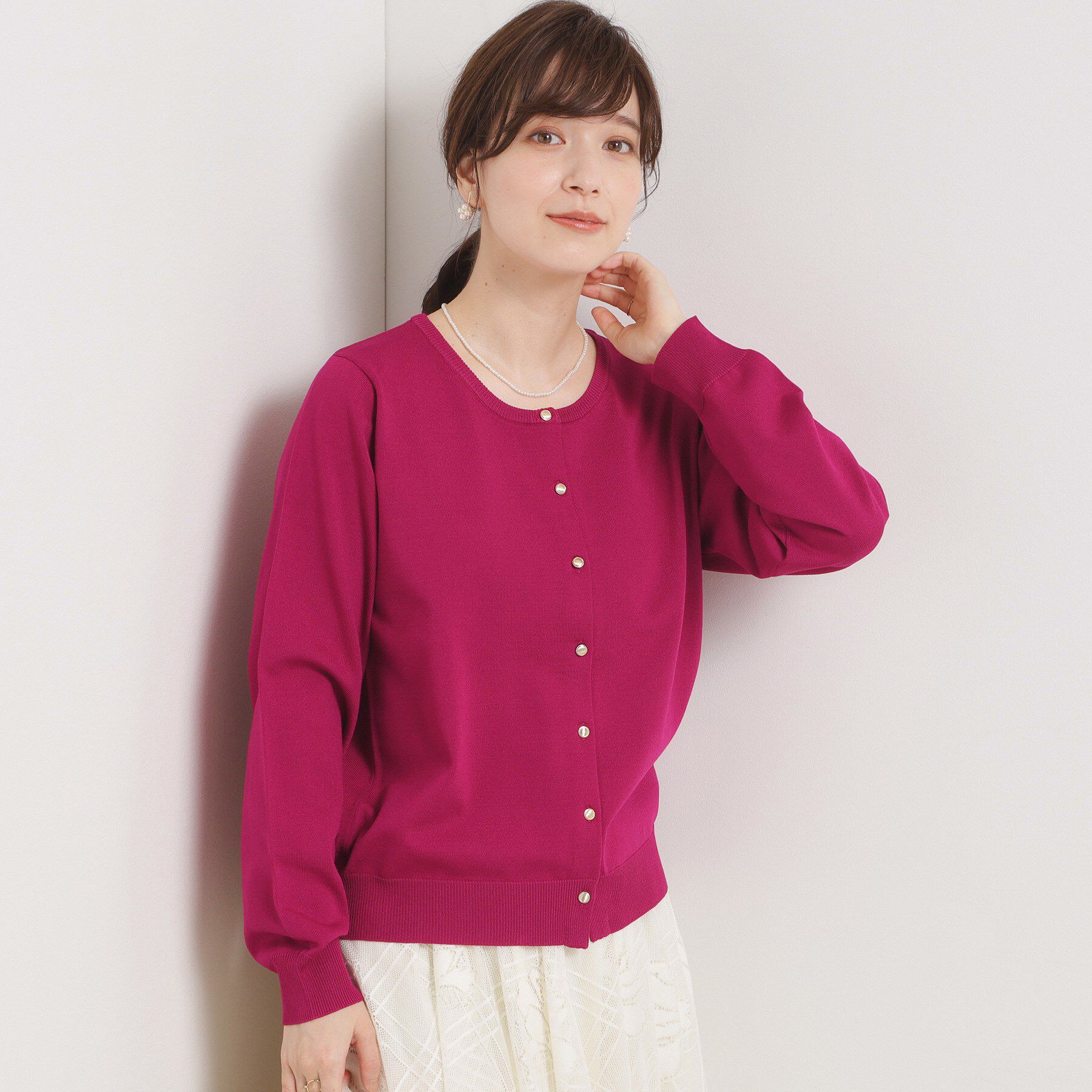 ITS&rsquo;DEMO「【縮みに強い／洗濯機OK】クルーニットカーディガン」|カーディガン|