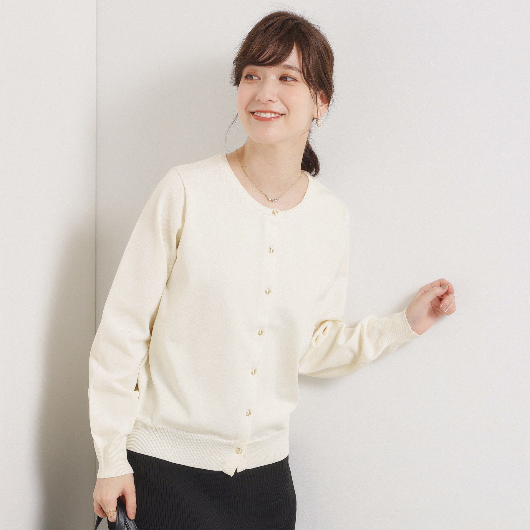 ITS&rsquo;DEMO「【縮みに強い／洗濯機OK】クルーニットカーディガン」|カーディガン|