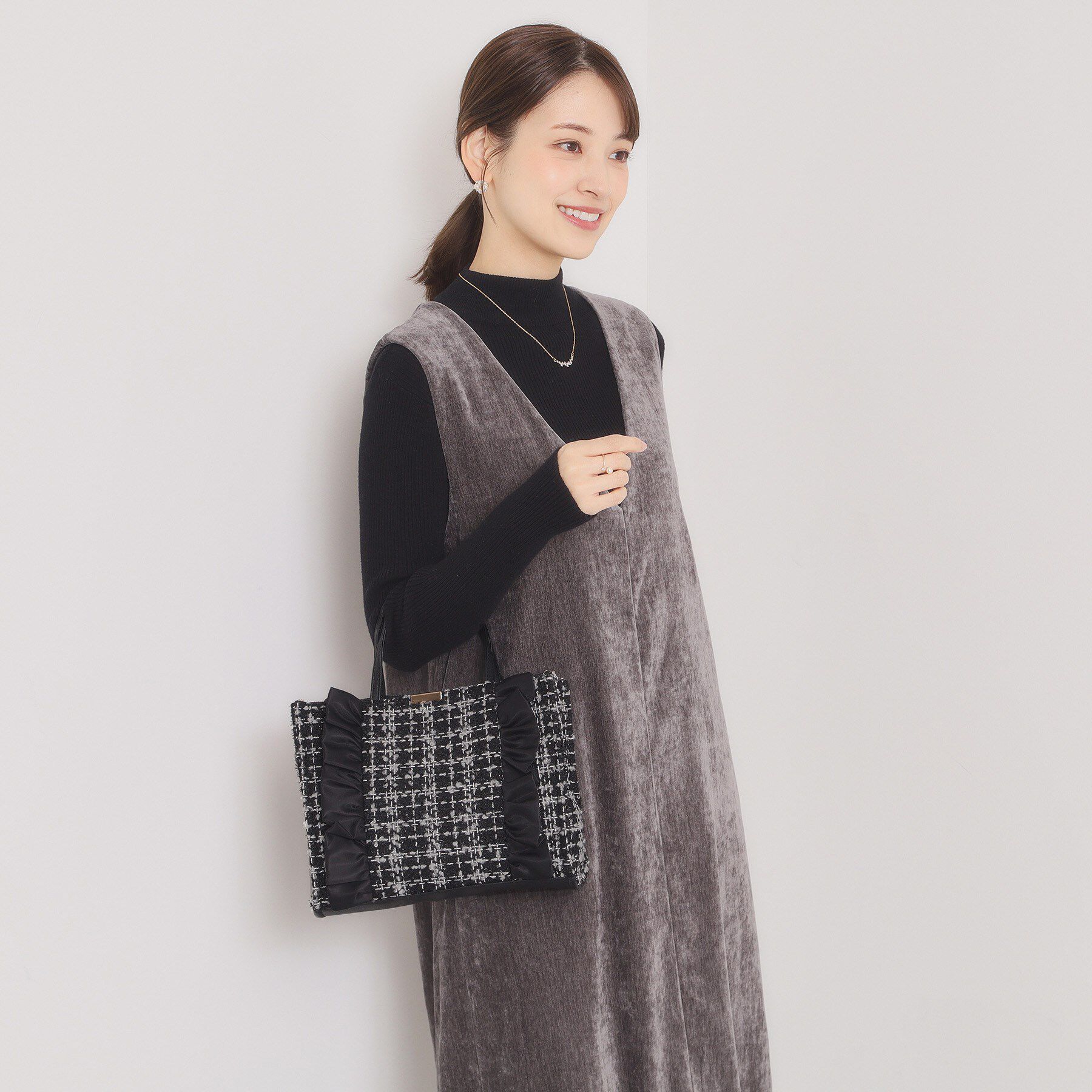 ITS&rsquo;DEMO「フリルツイードミニトート」|ハンドバッグ|