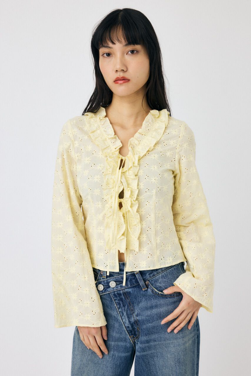 MOUSSY「FRONT TIE EYELET シャツ」|シャツ・ブラウス|L/YEL1