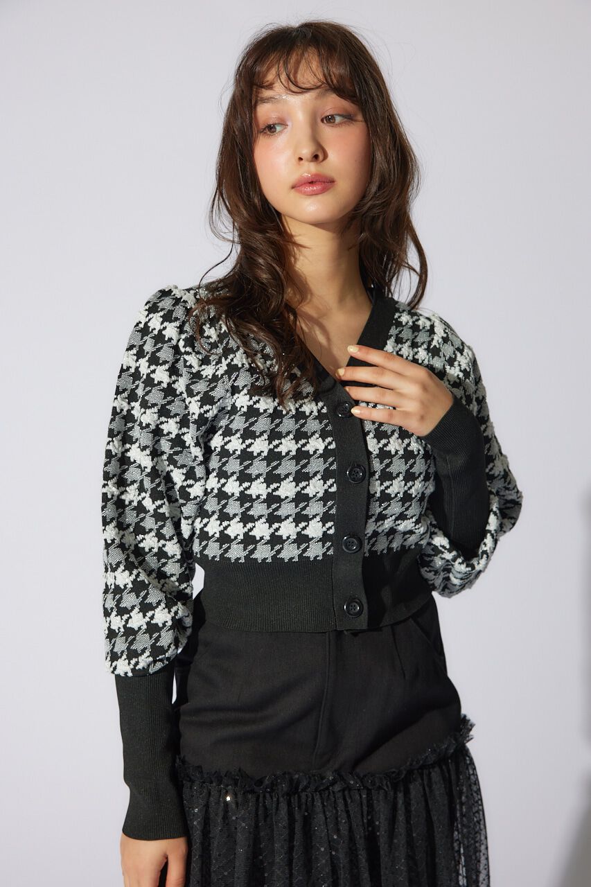 rienda「2WAYチェックパターンニットカーディガントップス」|ニット・セーター|