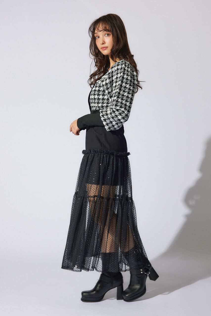 rienda「2WAYチェックパターンニットカーディガントップス」|ニット・セーター|