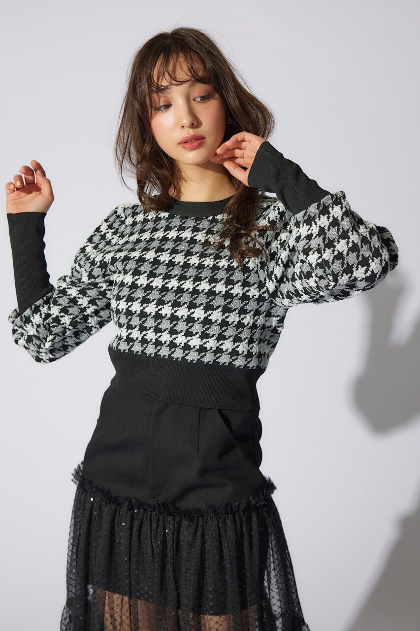 rienda「2WAYチェックパターンニットカーディガントップス」|ニット・セーター|