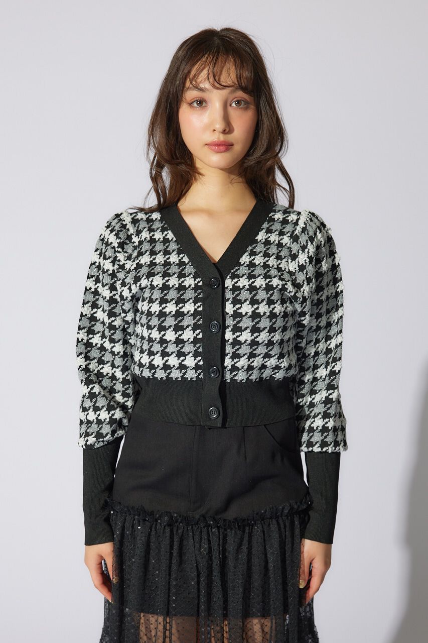 rienda「2WAYチェックパターンニットカーディガントップス」|ニット・セーター|