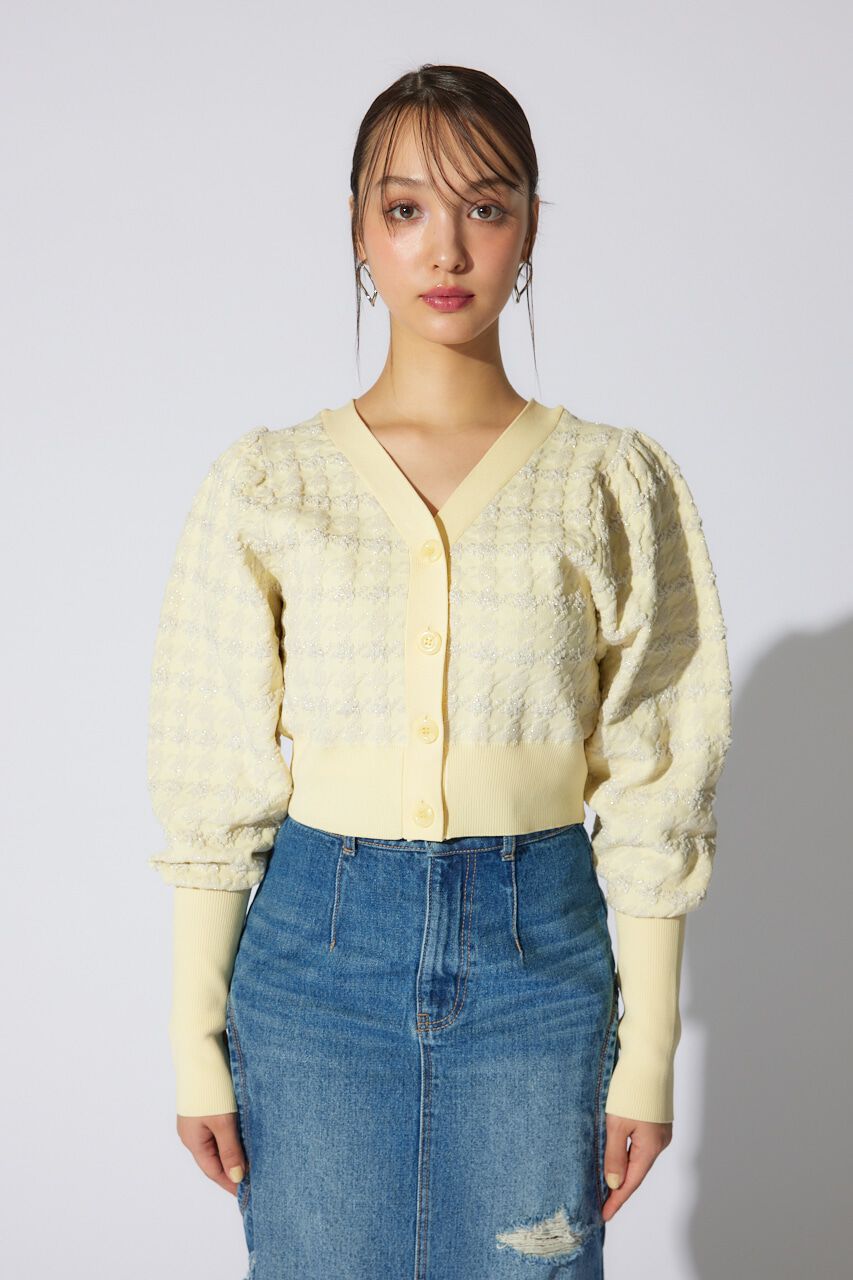 rienda「2WAYチェックパターンニットカーディガントップス」|ニット・セーター|