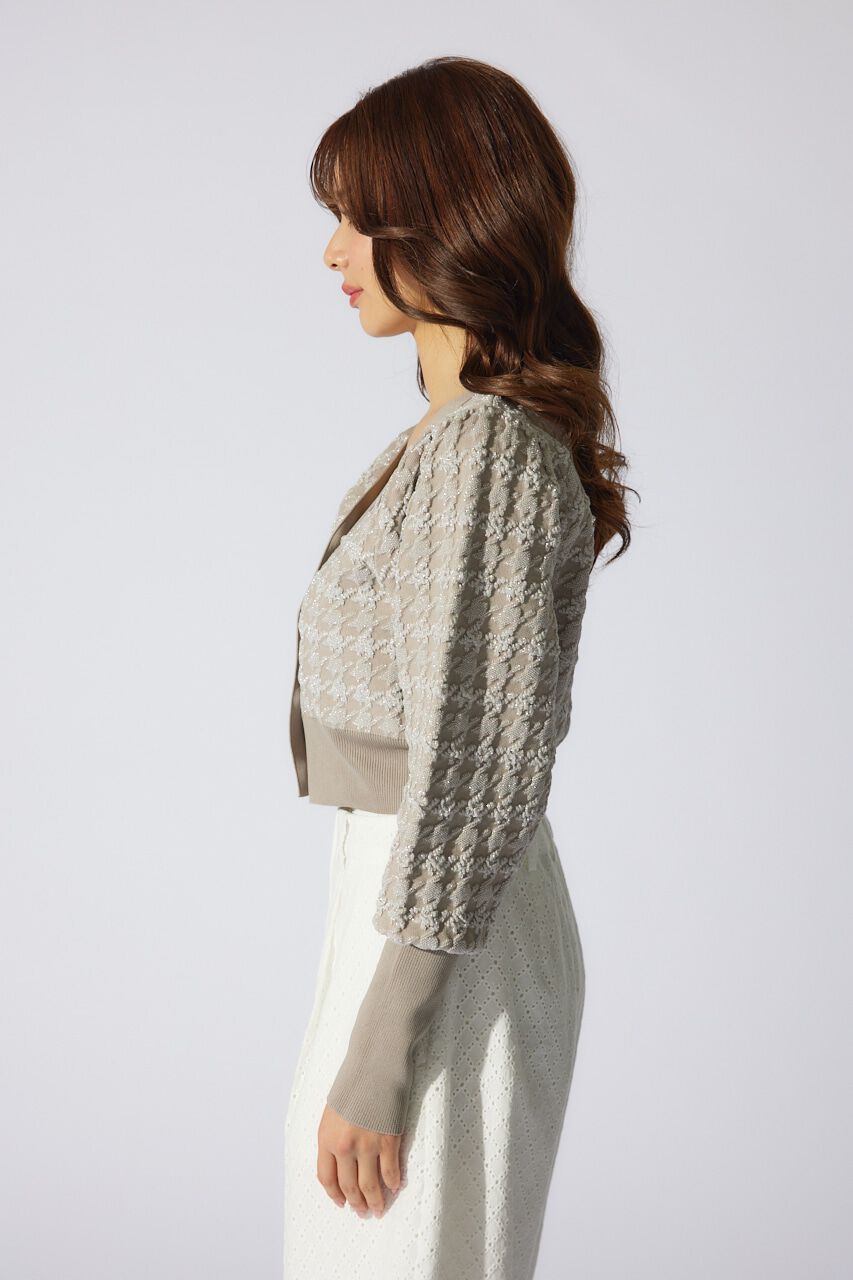 rienda「2WAYチェックパターンニットカーディガントップス」|ニット・セーター|