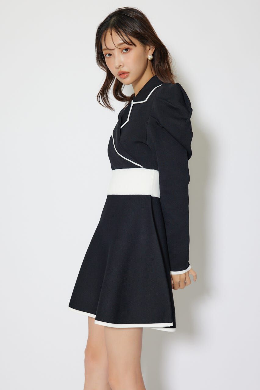 rienda「テーラードカラーミニフレアニットワンピース」|ワンピース|