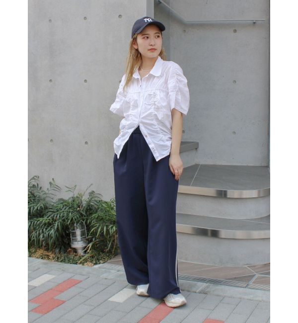 Ungrid「ギャザーデザインハーフスリーブシャツ」|シャツ・ブラウス|