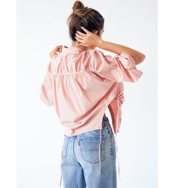 Ungrid「ギャザーデザインハーフスリーブシャツ」|シャツ・ブラウス|